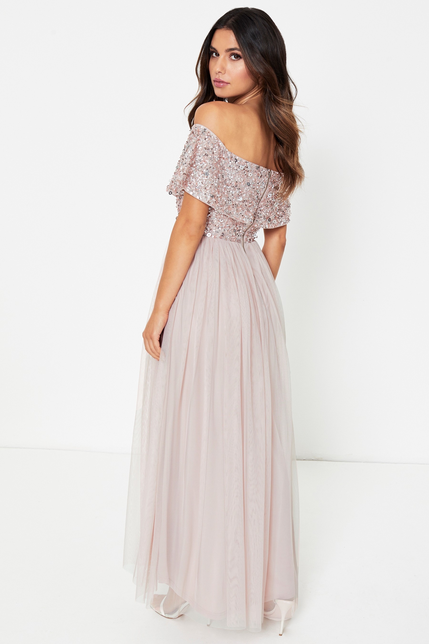 Maya Embellished Bardot Midaxi Dress