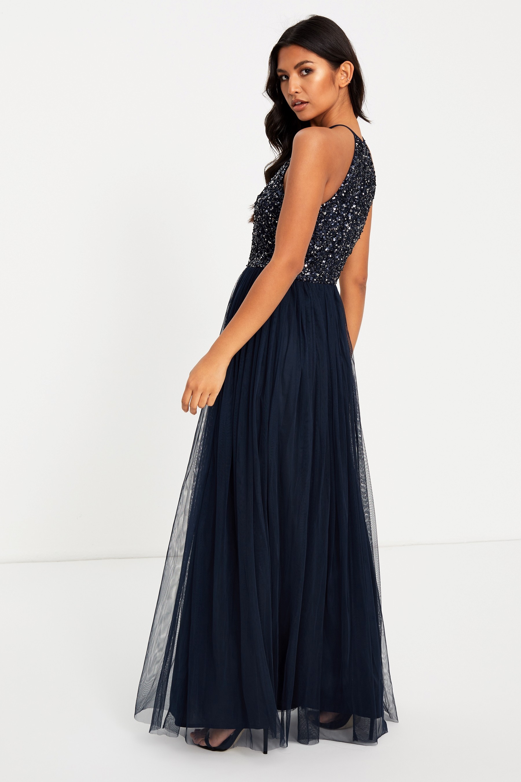 Maya Halterneck Delicate Sequin Maxi Dress Regular