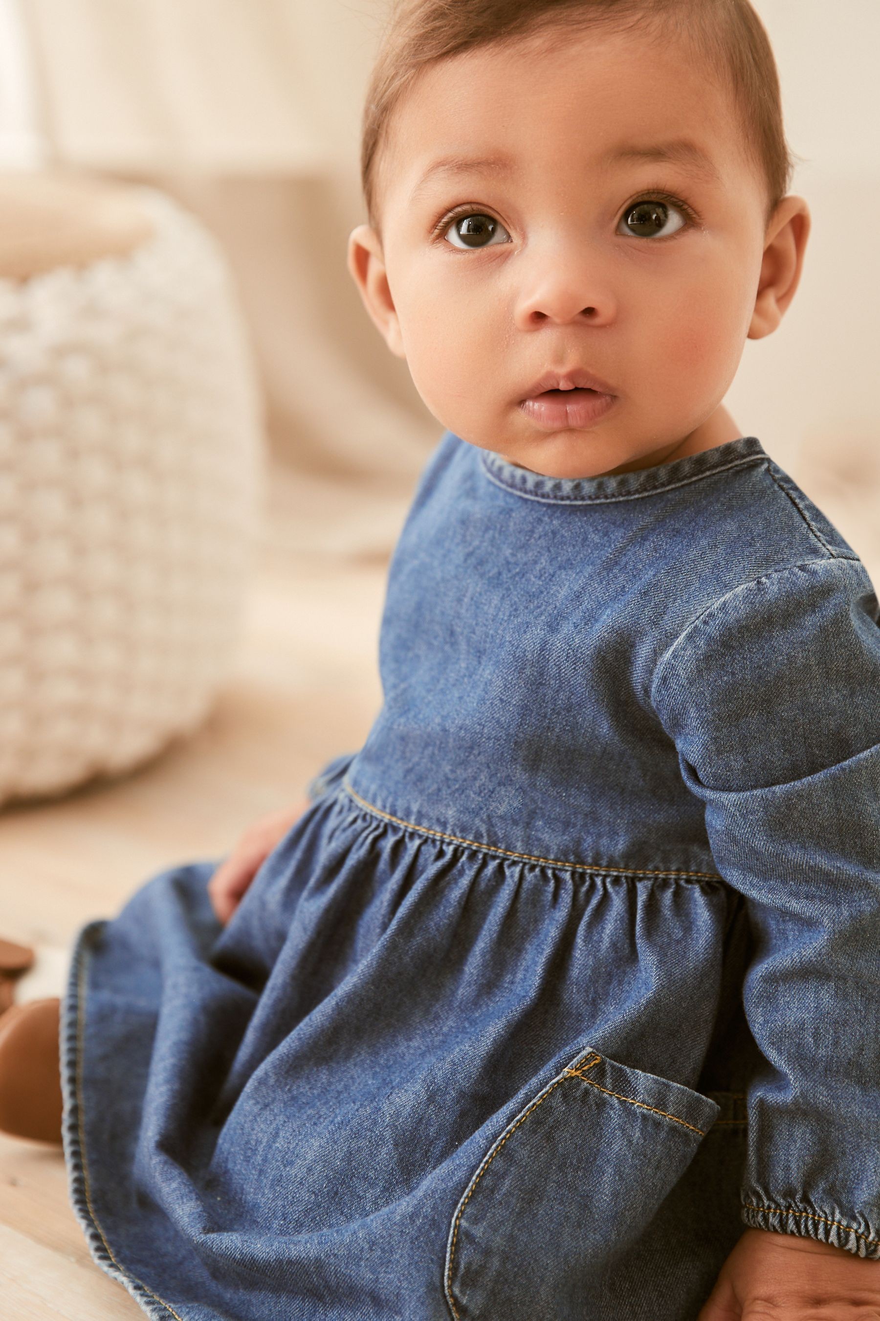 Baby Long Sleeved Denim Dress (0mths-2yrs)