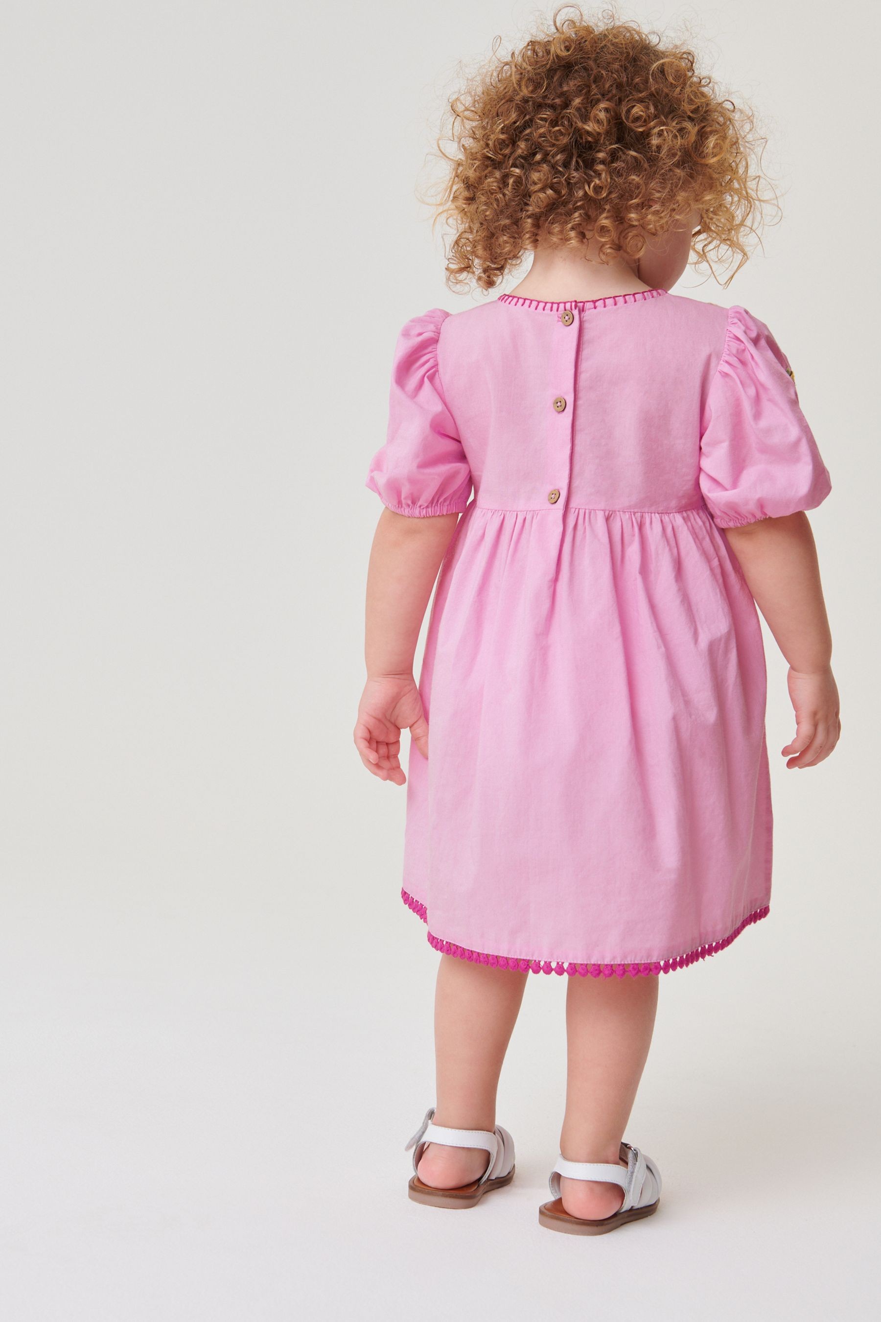 Embroidered Puff Sleeve Dress (3mths-8yrs)