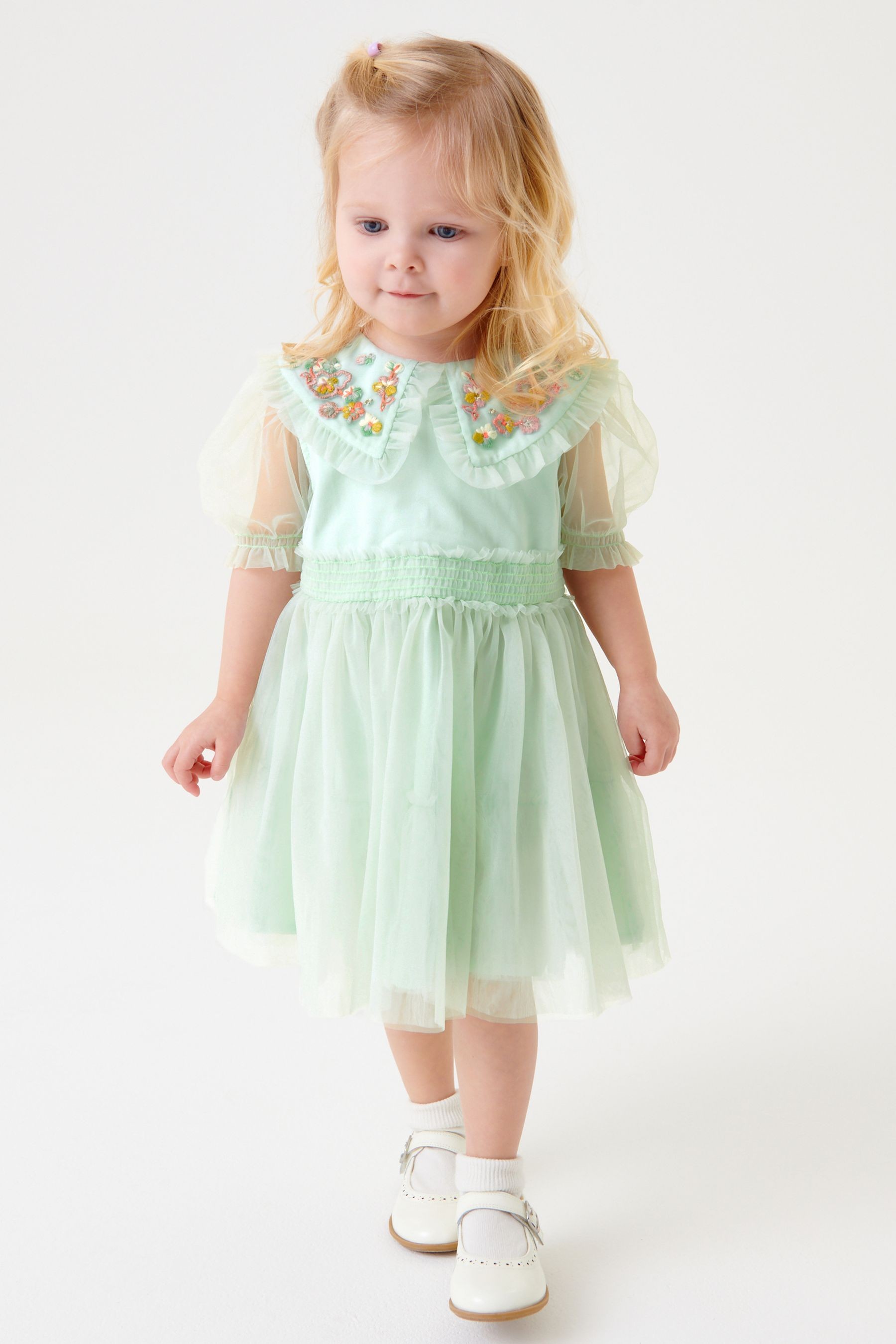 Embellished Mesh Collar Dress (3mths-8yrs)