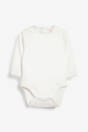 Berry Red Pointelle Long Sleeve Bodysuits 3 Pack (0mths-3yrs)