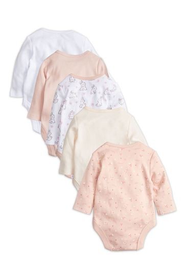 M&Co Pink Long Sleeve Bodysuits Five Pack