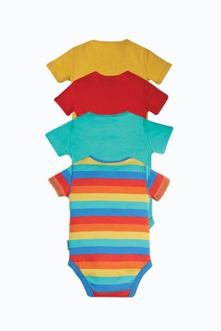 Frugi Blue Organic Cotton Rainbow Short Sleeve Bodysuits 4 Pack