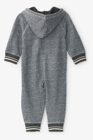 Hatley Grey Marled Baby Heritage Full Zip Romper