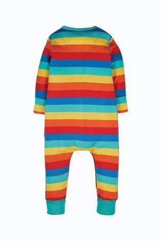 Frugi Red Organic Cotton Rainbow Stripe Footless Romper