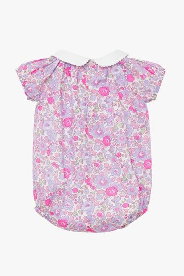 Trotters London Lilac Purple Liberty Print Little Florence Cotton Bubble Romper