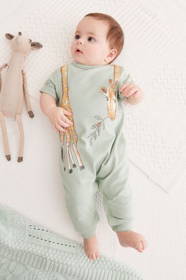 FatFace Baby Green Crew Giraffe Romper