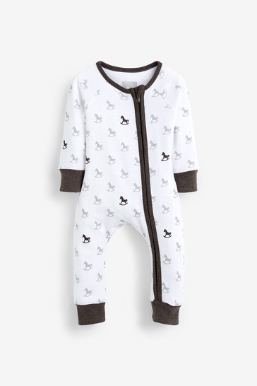 The Little Tailor Grey Zip Front Onsie Sleepsuit