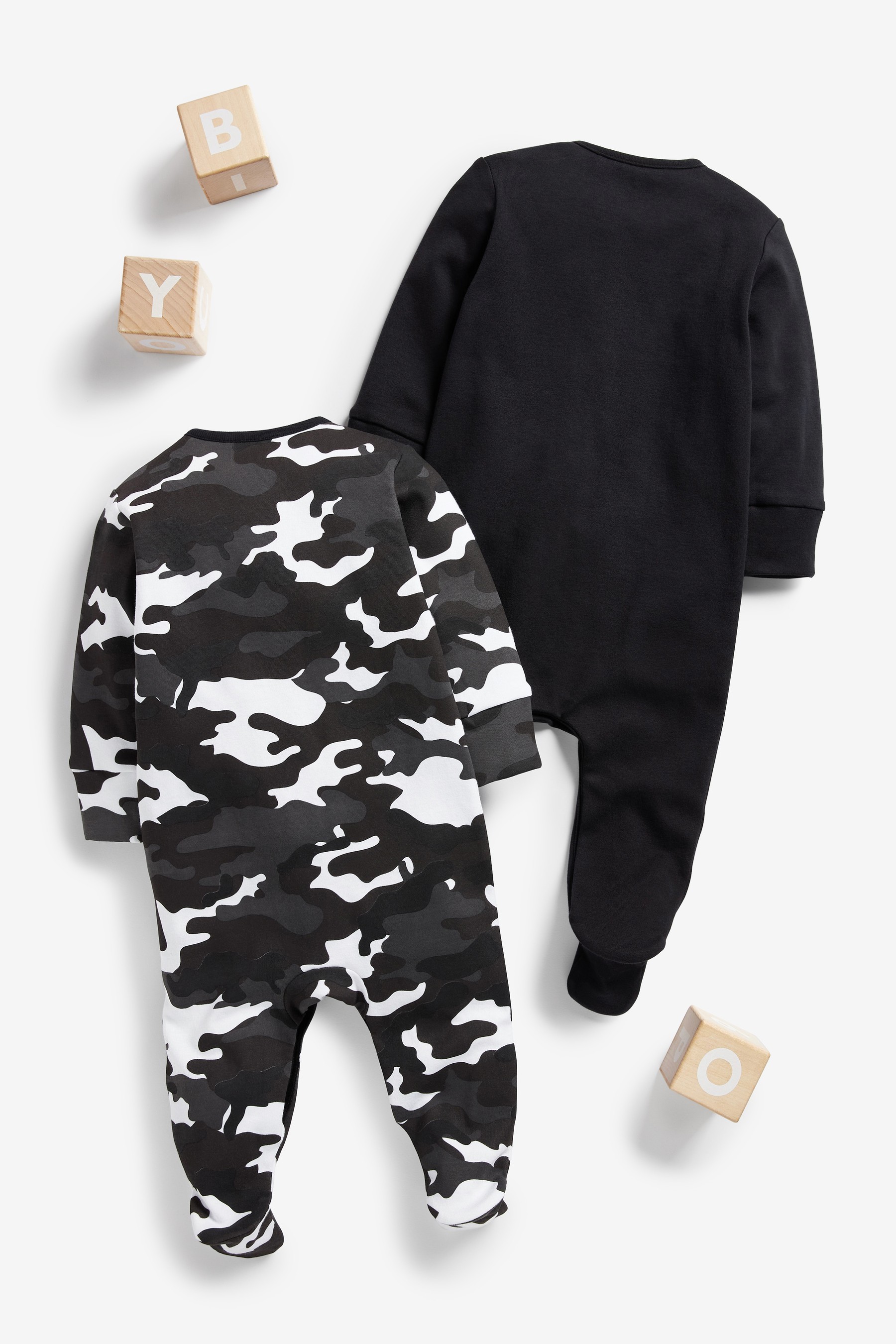 Hype. Baby Black Camo Sleepsuits 2 Pack