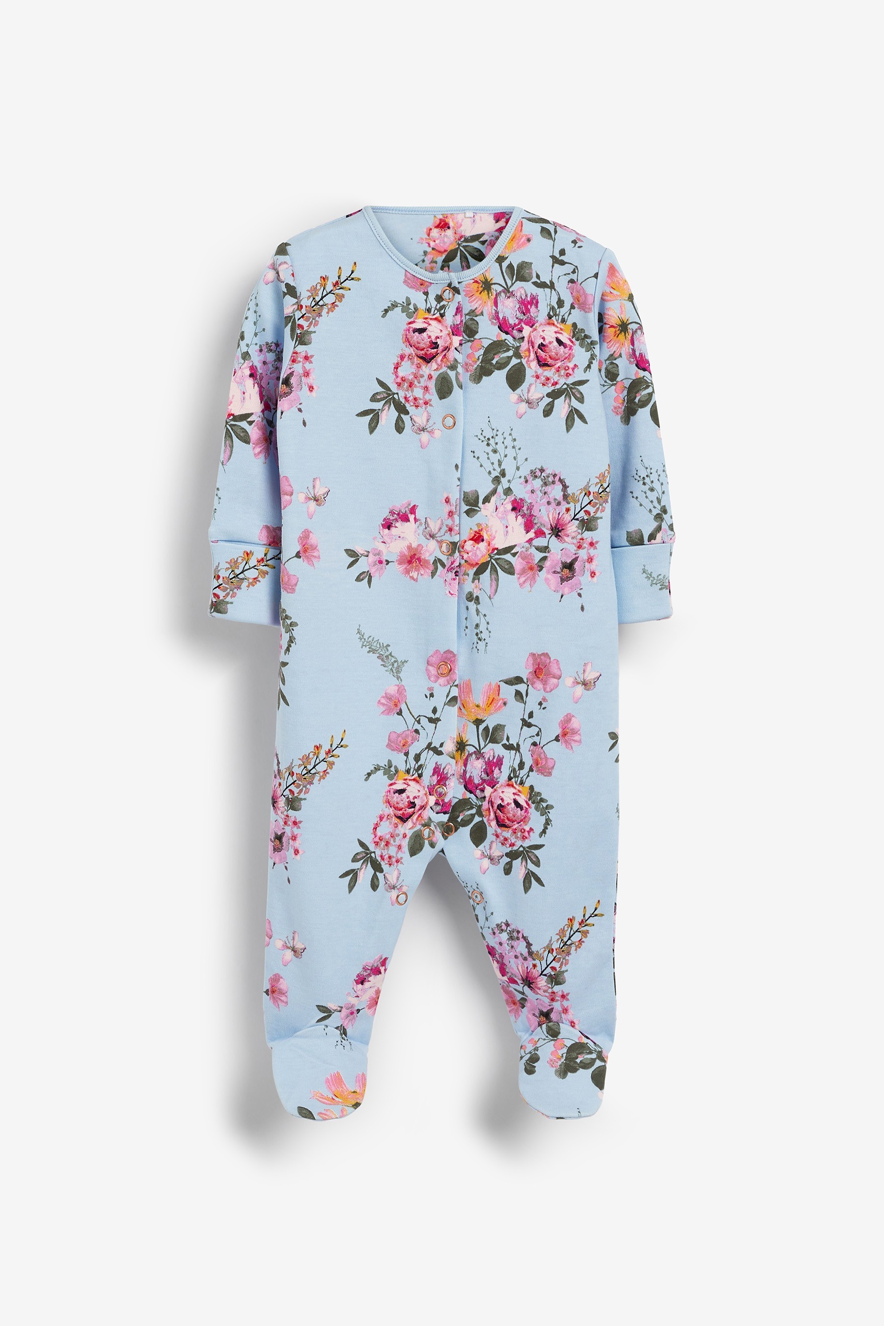 3 Pack Floral Baby Sleepsuits (0-2yrs)
