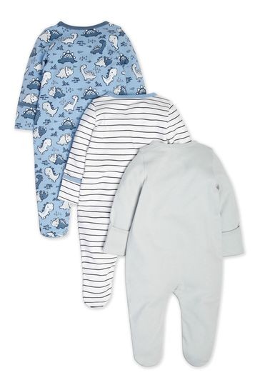 M&Co Newborn Boys Dinosaur Sleepsuits 3 Pack