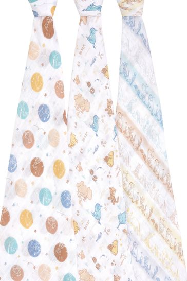 aden + anais Disney Baby Winnie In The Woods Large Cotton Muslin Blankets 3 Pack