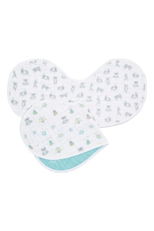 aden + anais White Cotton Muslin Now + Zen Burpy Bibs 2 Pack