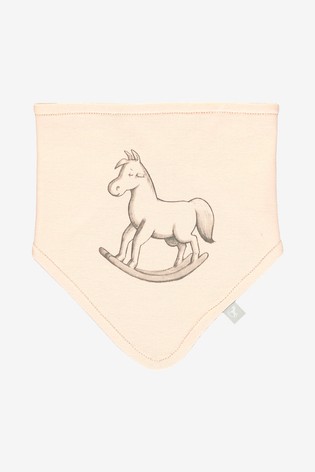 The Little Tailor Pink Rocking Horse Jersey Bibs Two Pack