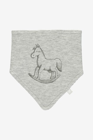 The Little Tailor Grey Rocking Horse Jersey Bibs Two Pack