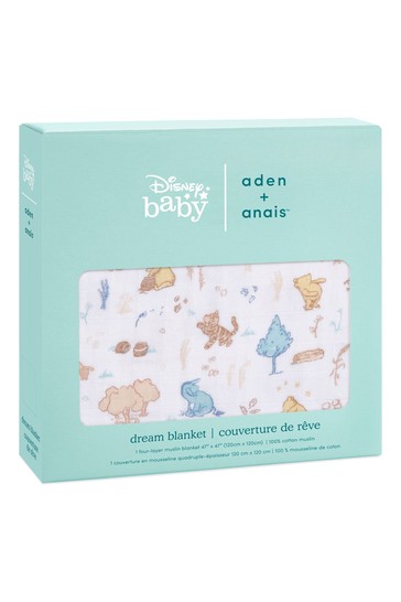 aden + anais Baby Cotton Muslin Dream Disney – Winnie In The Woods White Blanket