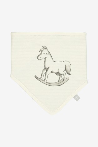 The Little Tailor Cream Rocking Horse Jersey Bibs Two Pack