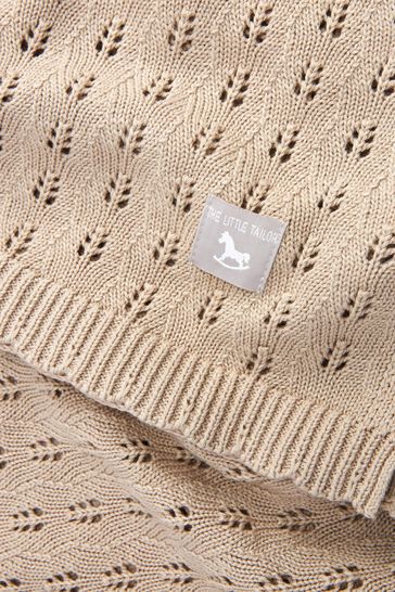 The Little Tailor Fawn Pointelle Natural Blanket