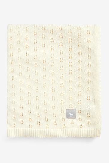 The Little Tailor Cream Pointelle Blanket