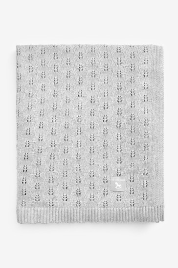 The Little Tailor Grey Pointelle Blanket