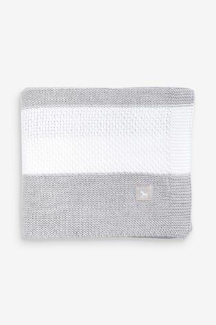 The Little Tailor Grey Textured Stripe Baby Shawl Blanket