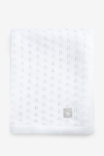 The Little Tailor White Pointelle Blanket