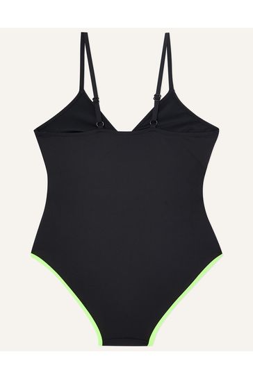 Monsoon Black Neon Stitch Cut Out Swimsuit