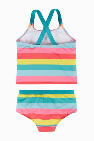 Frugi Natural Rainbow Stripe UPF 50+ Recycled Reef Tankini