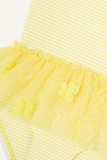 Monsoon Girls Yellow Baby Seersucker Mesh Skirt Swimsuit