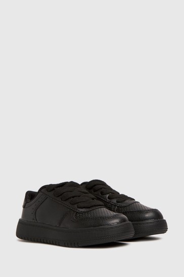 Schuh Black Mighty Lace Up Trainers