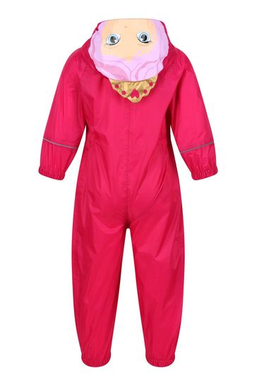 Regatta Pink Charco Waterproof Animal Hooded Puddlesuit