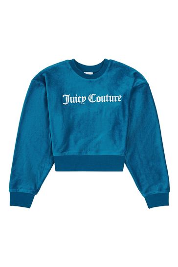 Juicy Couture Blue Corduroy Velour Oversize Crew