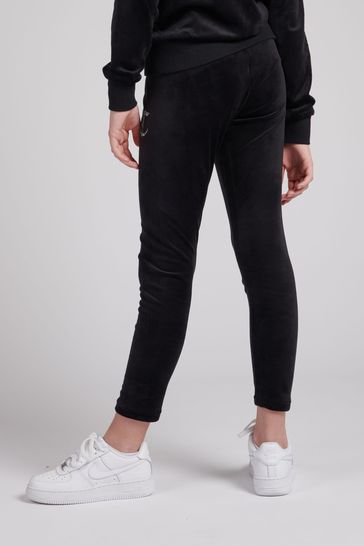 Juicy Couture Black Diamante Velour Leggings