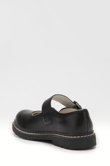 Miss LK Black Leather Chunky Dolly Shoes