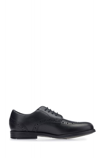 Start-Rite Vegan Brogue Snr Black Lace-Up Shoes