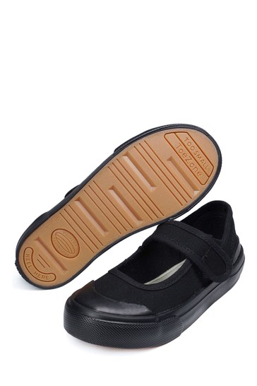 ToeZone Black One Strap Plimsoles