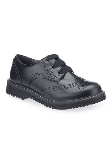 Start-Rite Impulsive Black Leather Brogue School Shoes G Fit