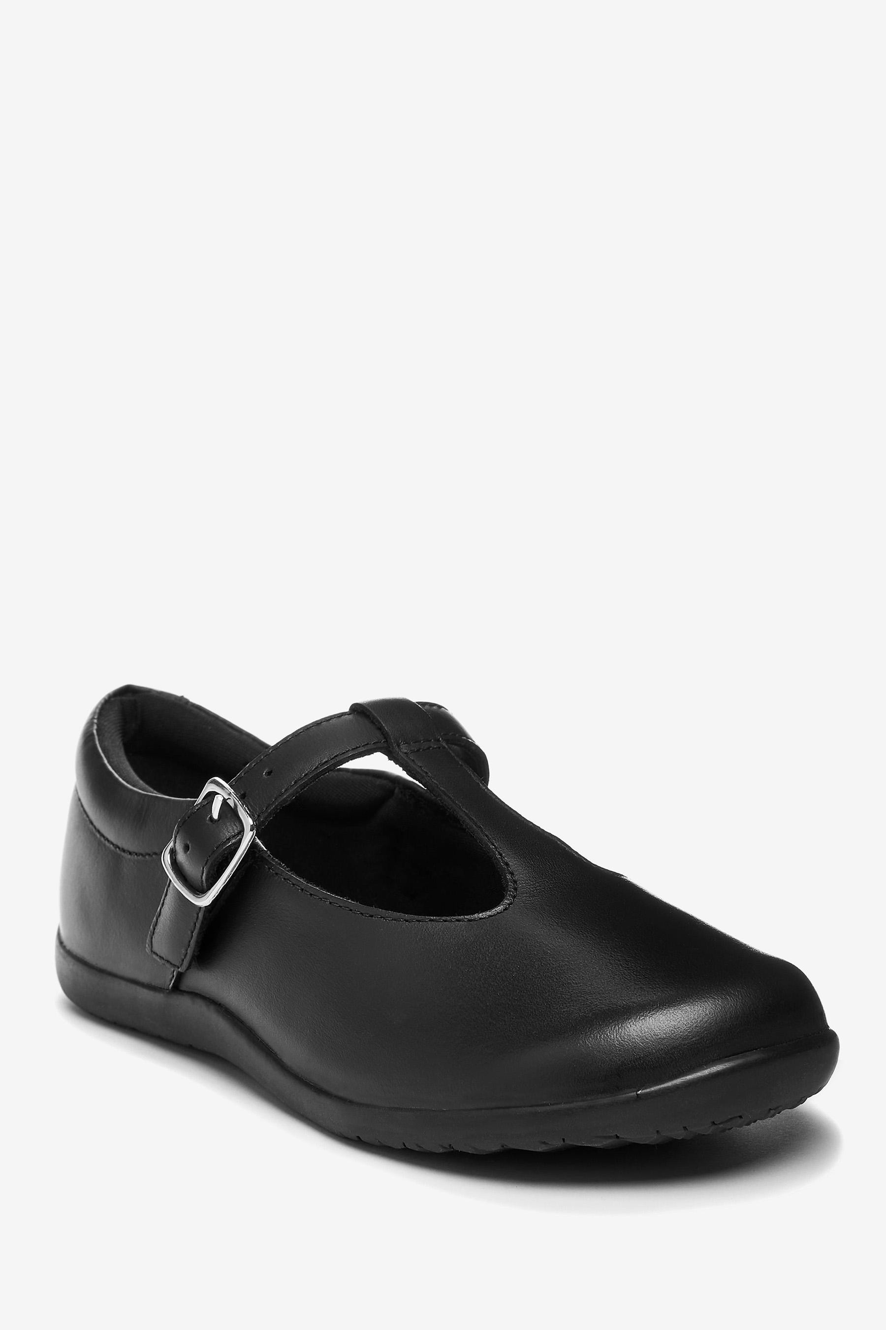 Junior Leather T-Bar Shoes Wide Fit (G)