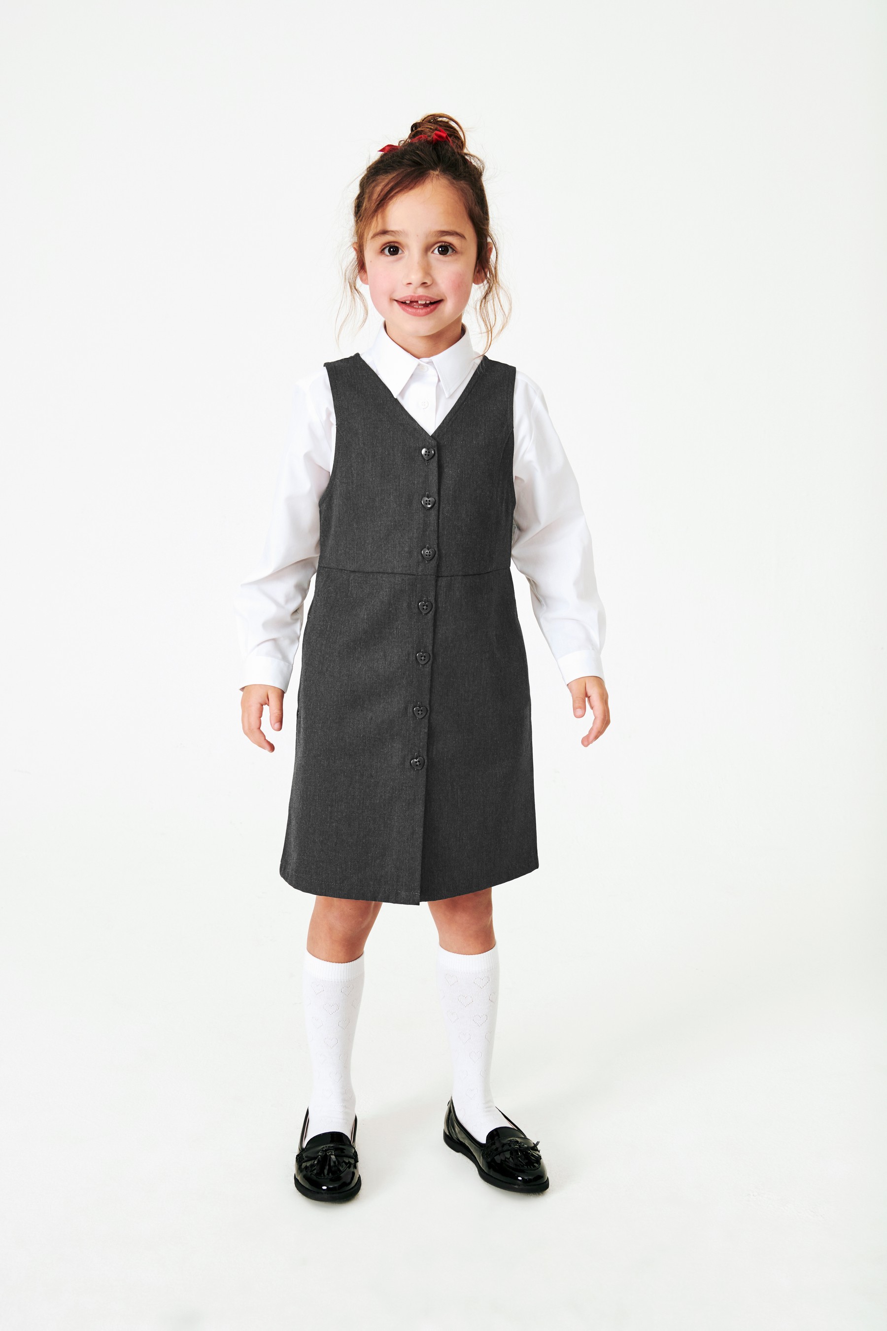 Heart Button Through Pinafore (3-14yrs)