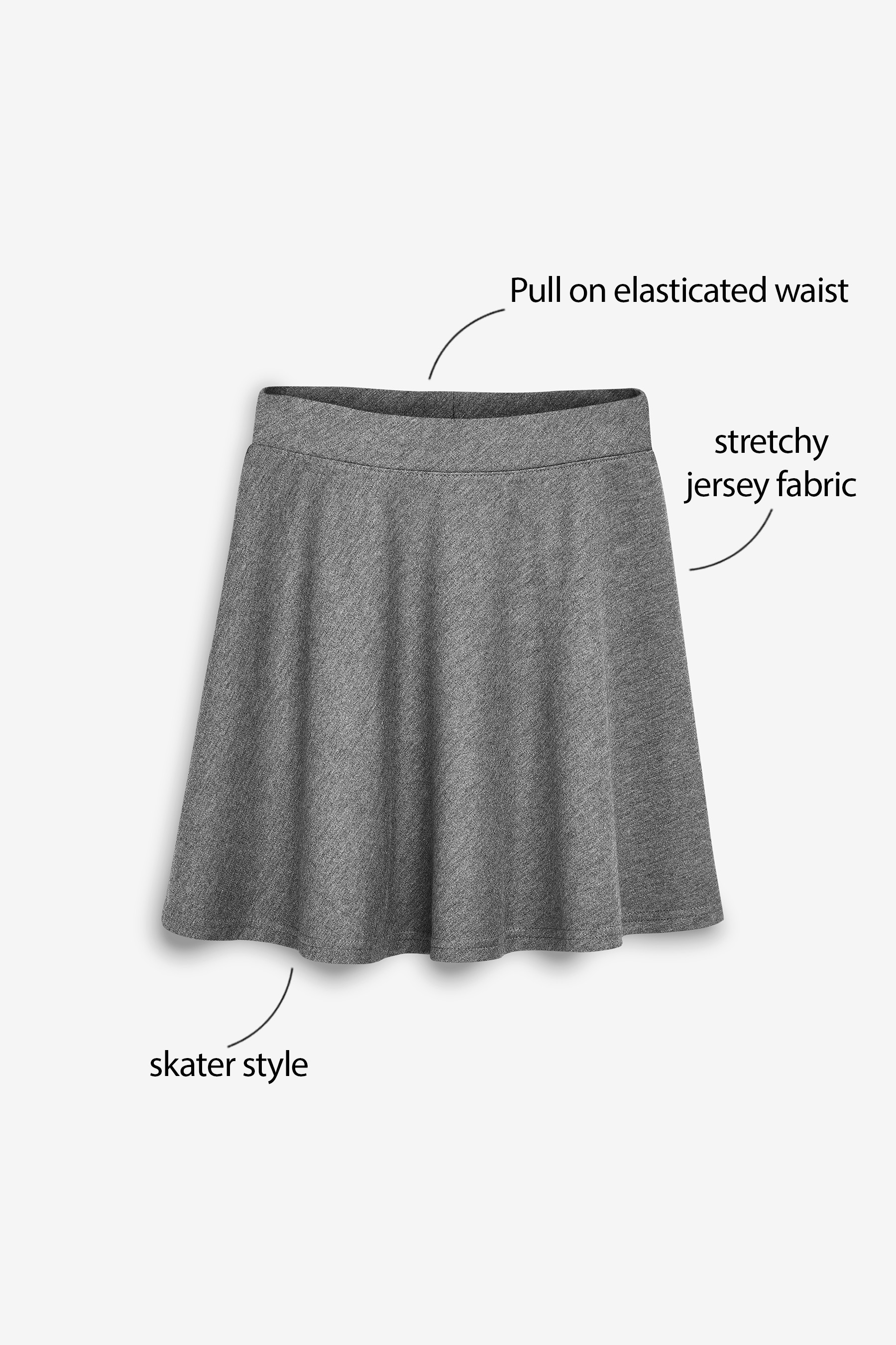 Jersey Pull-On Waist School Skater Skirt (3-17yrs)