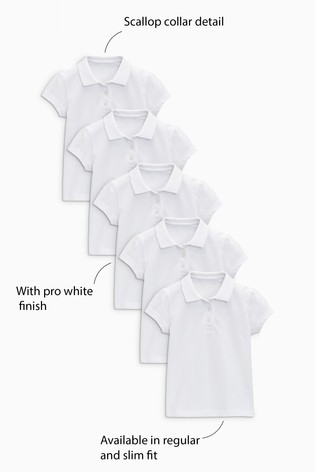 5 Pack Cotton Short Sleeve Polo Shirts (3-16yrs) Standard