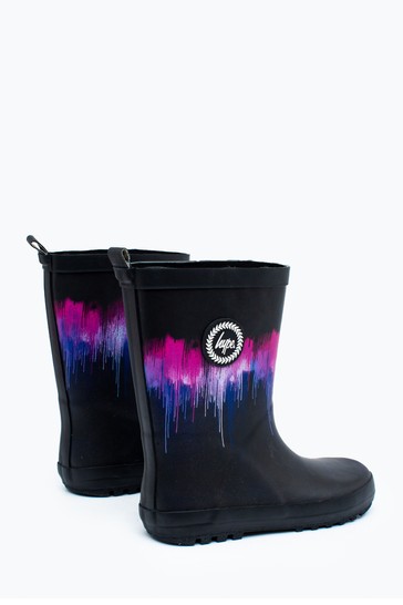 Hype. Kids Black Drips Crest Wellies