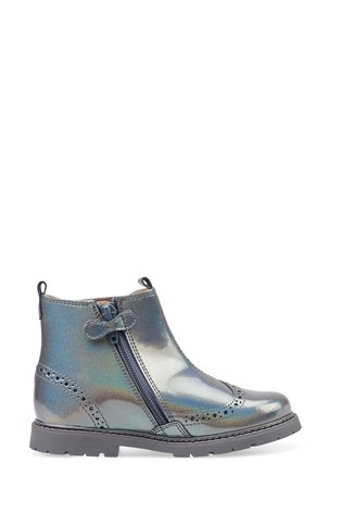 Start-Rite Chelsea Metallic Silver Grey Leather Zip-up Boots