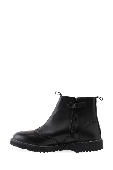 Start-Rite Revolution Black Leather Zip-Up Boots