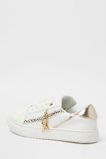 River Island White Og Stripe Monogram Plim Shoes