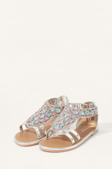 Monsoon Silver Colour Beaded Sandals