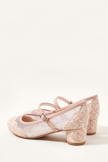 Monsoon Pink Lace Scallop Ballerina Heels