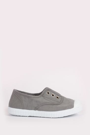 Trotters London Grey Plum Canvas Shoes