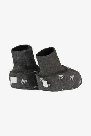 The Little Tailor Grey Rocking Horse Jersey Booties